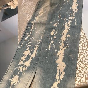 Stylish Blue and Cream Splatter Jeans